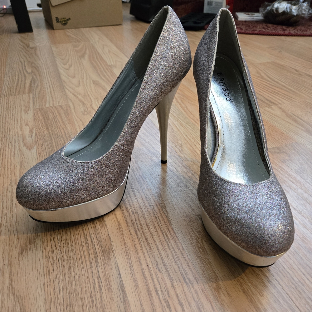 Shimmery Silver High Heels